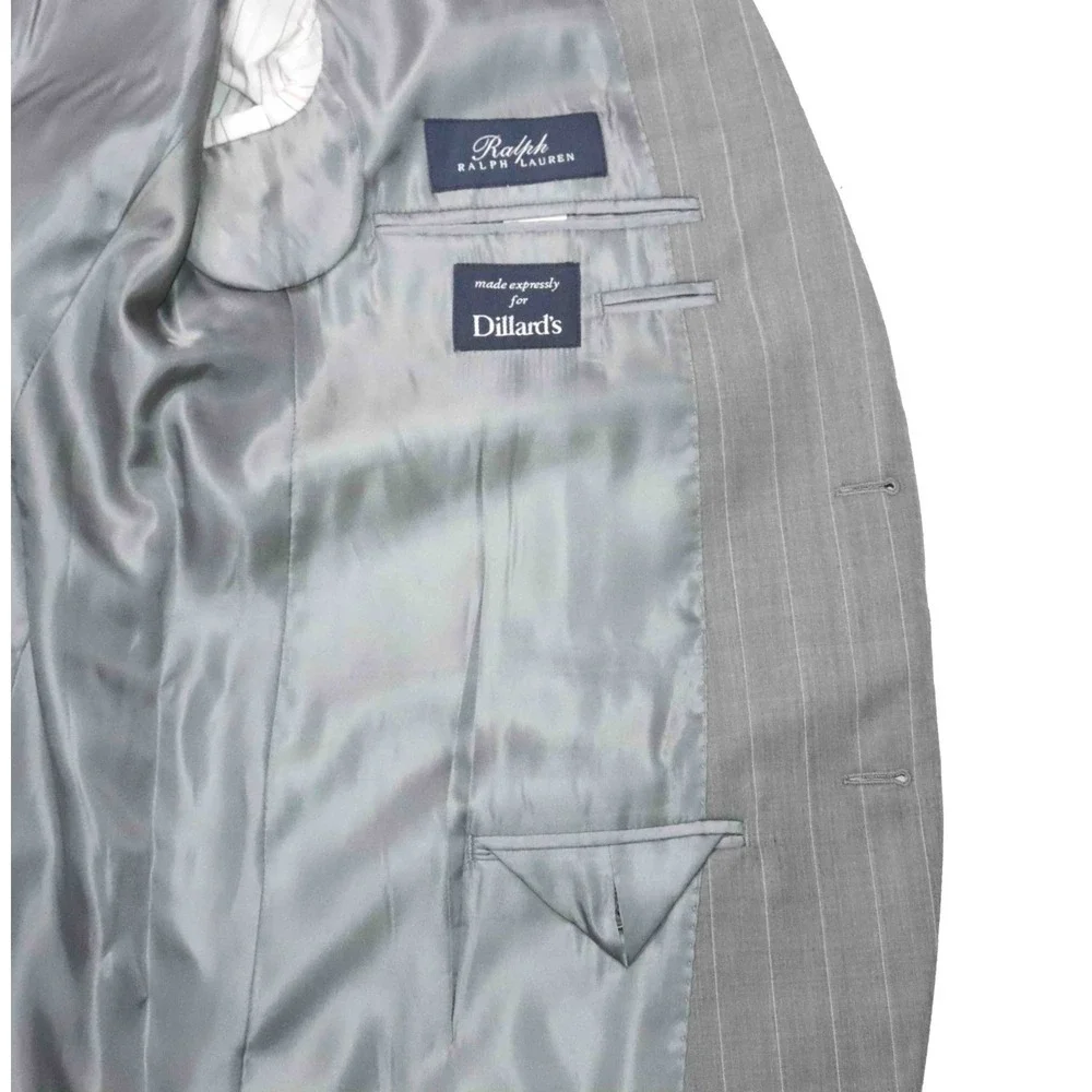 Polo‎ Ralph Lauren Blue Label Gray Pinstripe Blazer Jacket Mens Size 42L